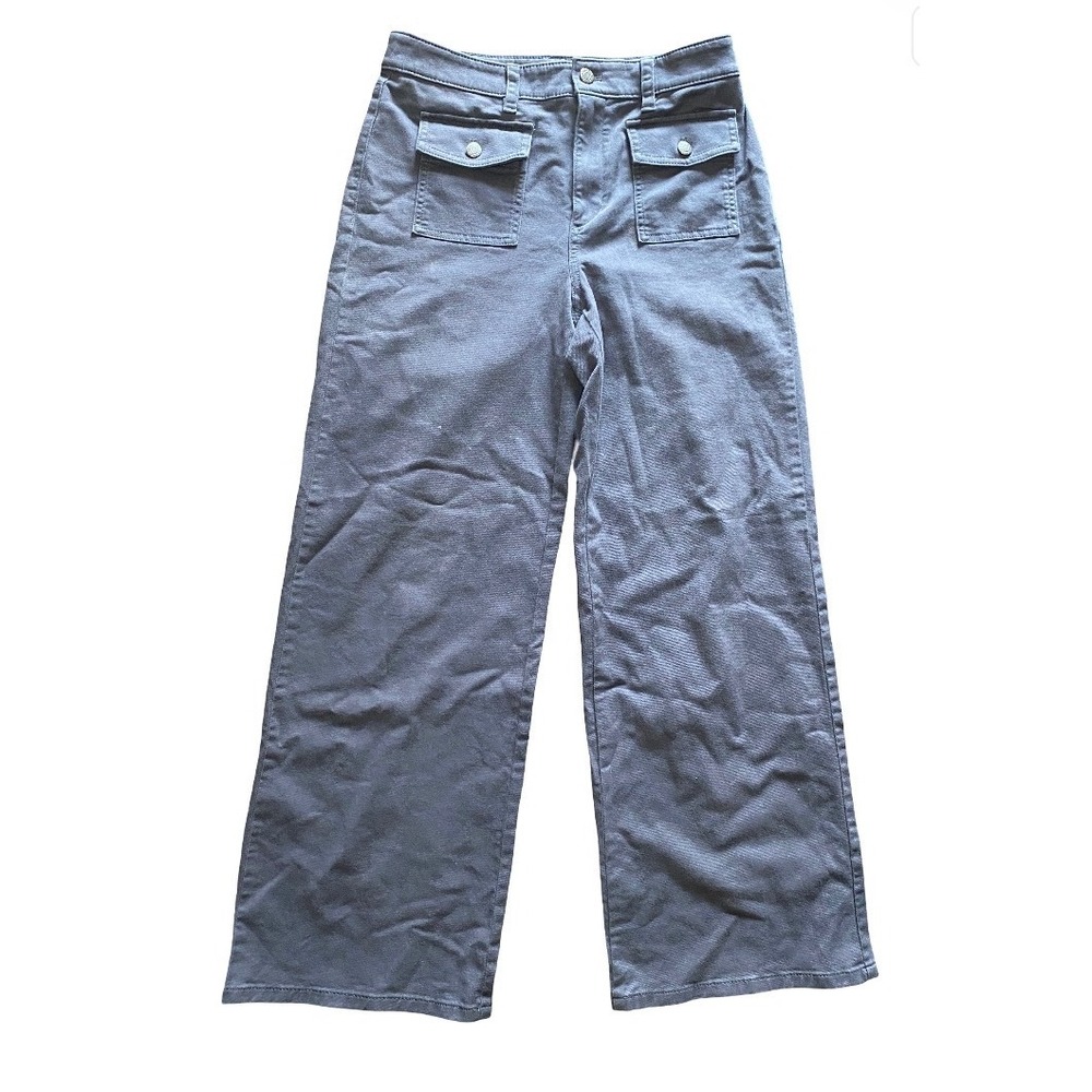 LOFT Palmer Wide Leg Patch Pocket Twill Pants - Slate Blue/Grey Size 4